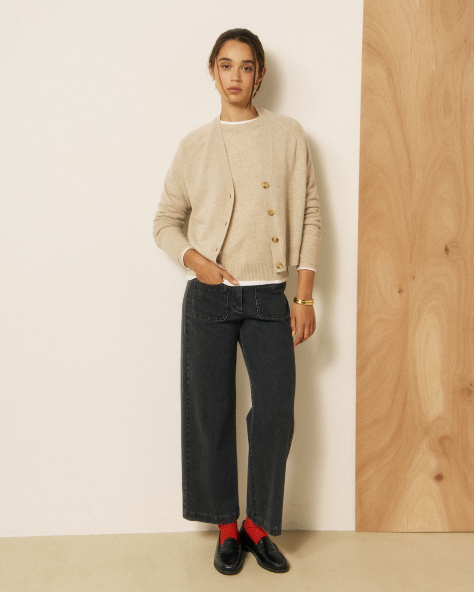 Cardigan Femme en Laine & Cachemire Ecru Moran - Image 2