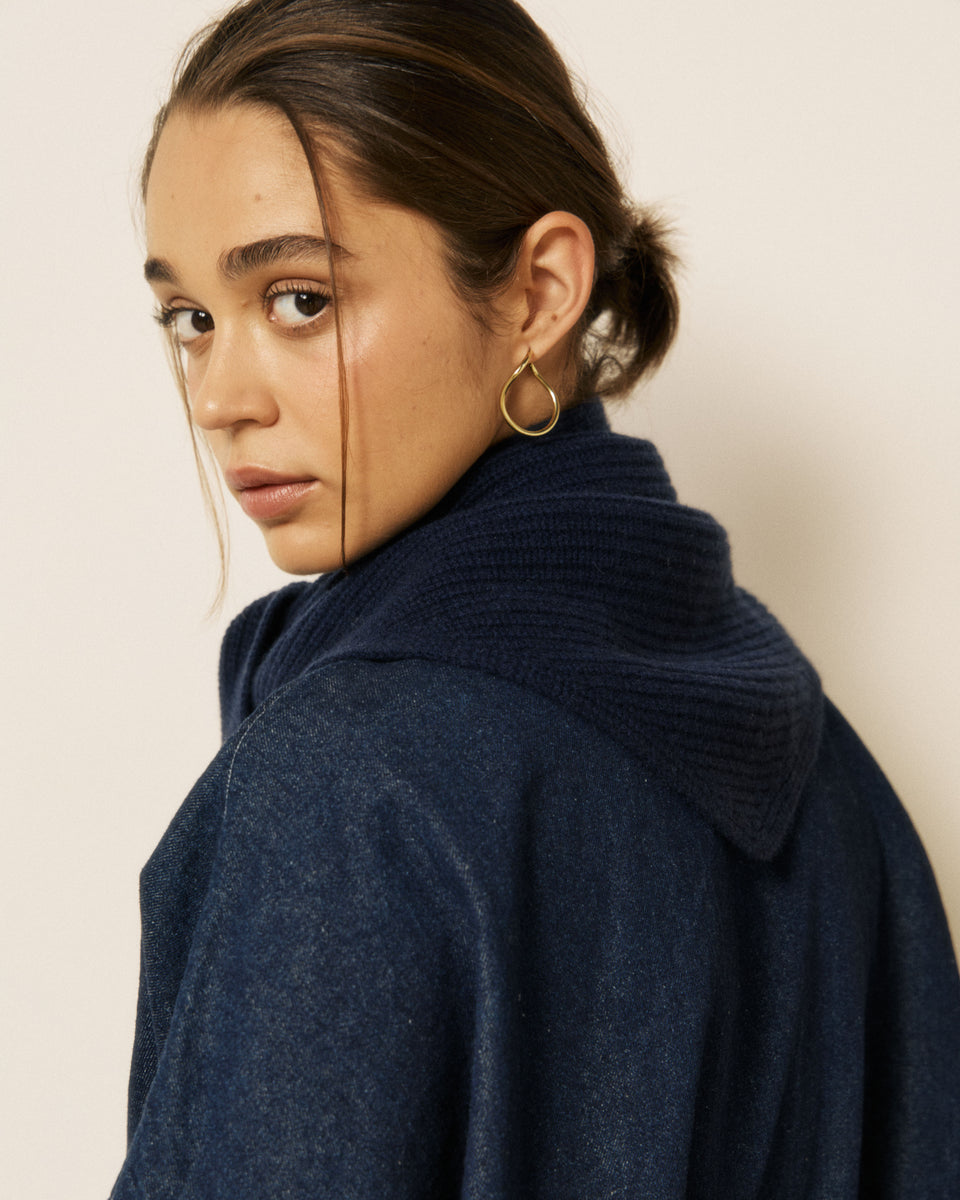 Echarpe Femme en Laine & Cachemire Bleu Marine Melie - Image 2
