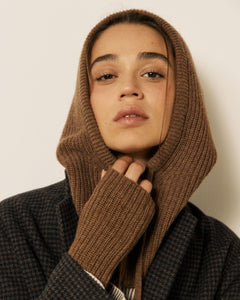 Cagoule Femme en Laine & Cachemire Cognac Meysie