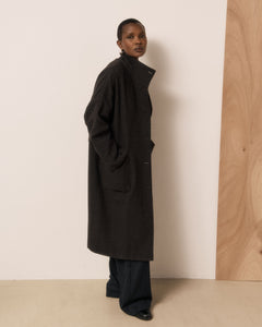 Manteau Femme en Tweed Imprimé Pied-de-poule Marron & Noir Vito