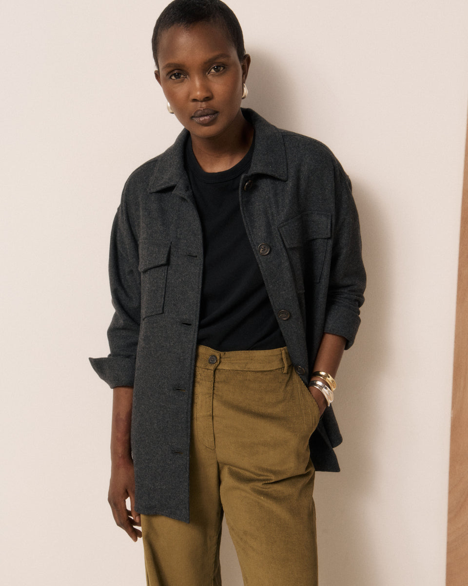 Veste Femme en Flanelle de Laine Gris Volti - Image 2