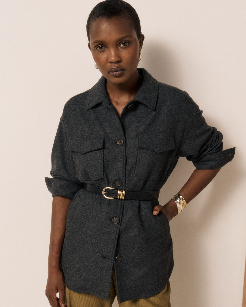 Veste Femme en Flanelle de Laine Gris Volti - Image 3