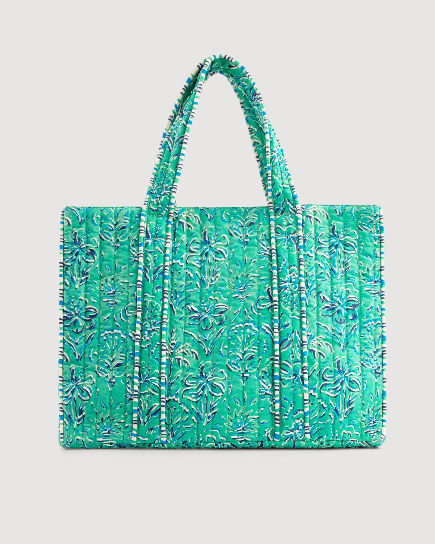 Ella Women's Green Printed Quilted Cotton Bag