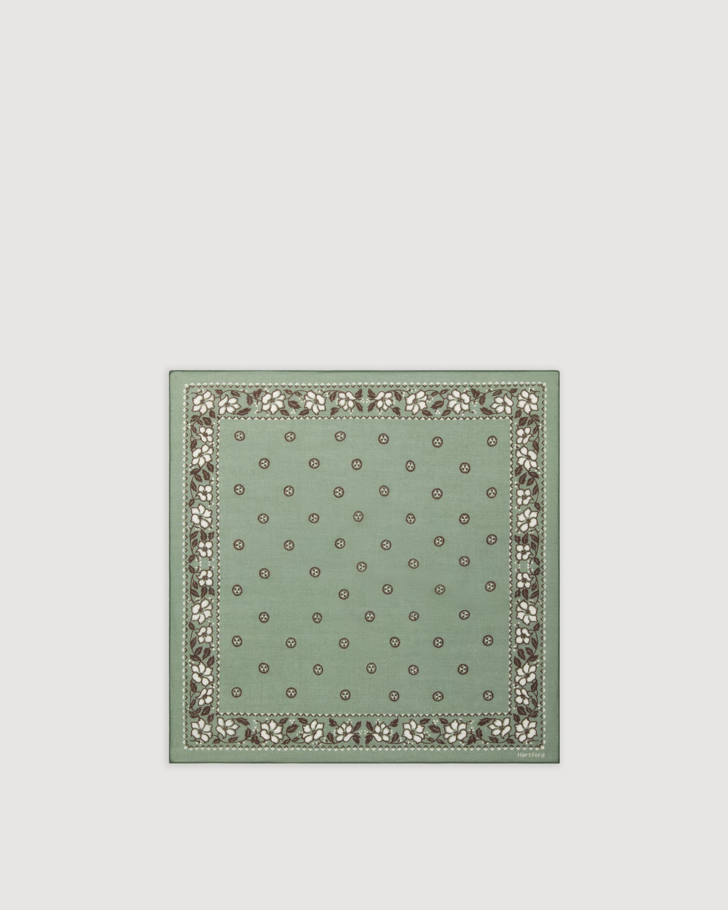 Women's Jade Green Hibiscus Printed Cotton Voile Bandana