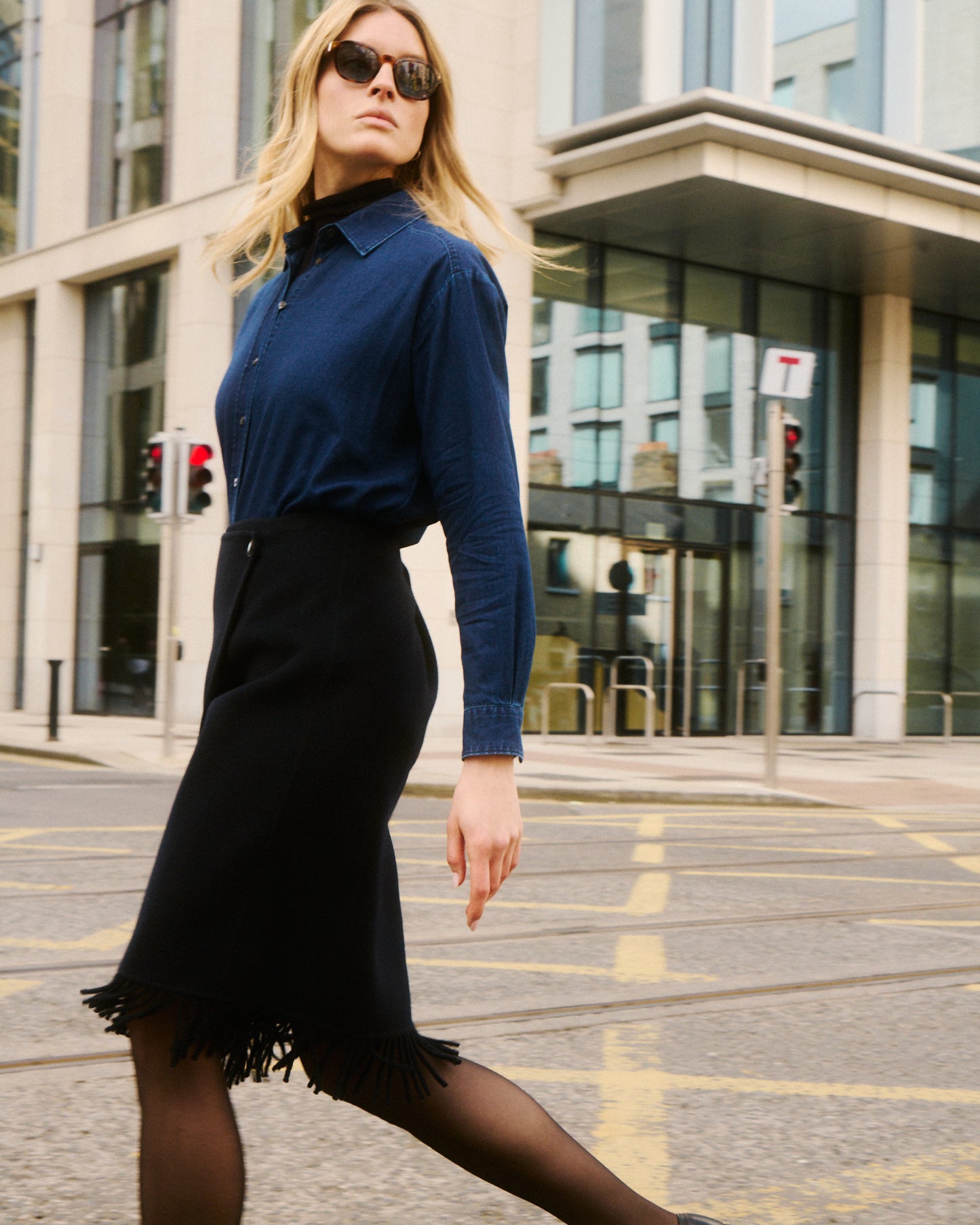 Jody Women's Navy Blue Double Face Wool Skirt