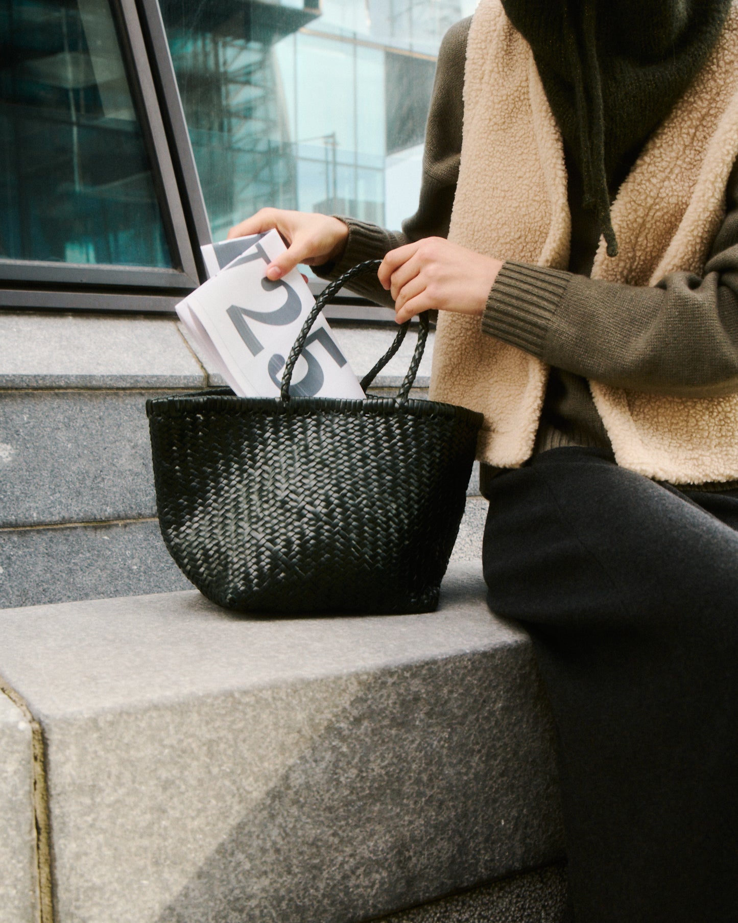Bolso Mujer en Cuero Bolso trenzado Amede verde