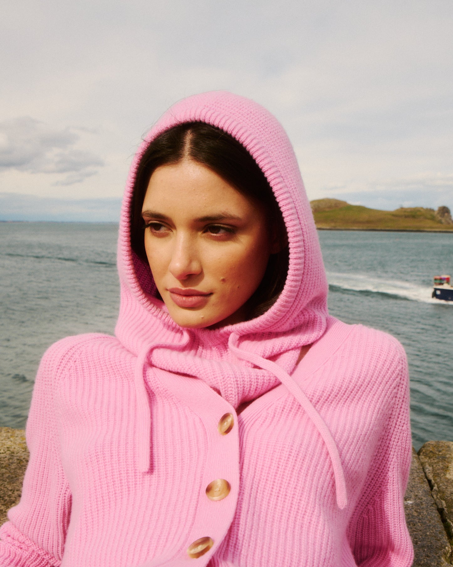 Pasamontañas de niña en Lana Merino & Cachemira Rosa Mellon
