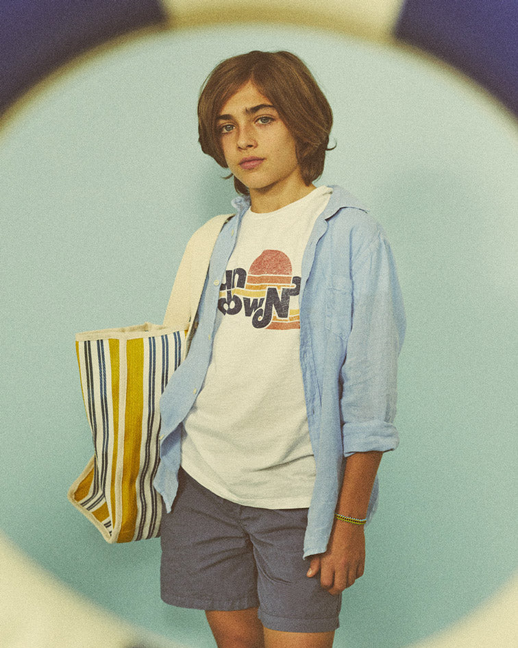 Paul Boys' Light Blue Linen Shirt - Image alternative