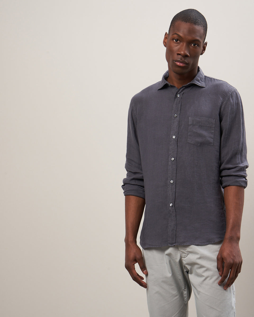 Paul Men's Charcoal Linen Shirt - Image principale