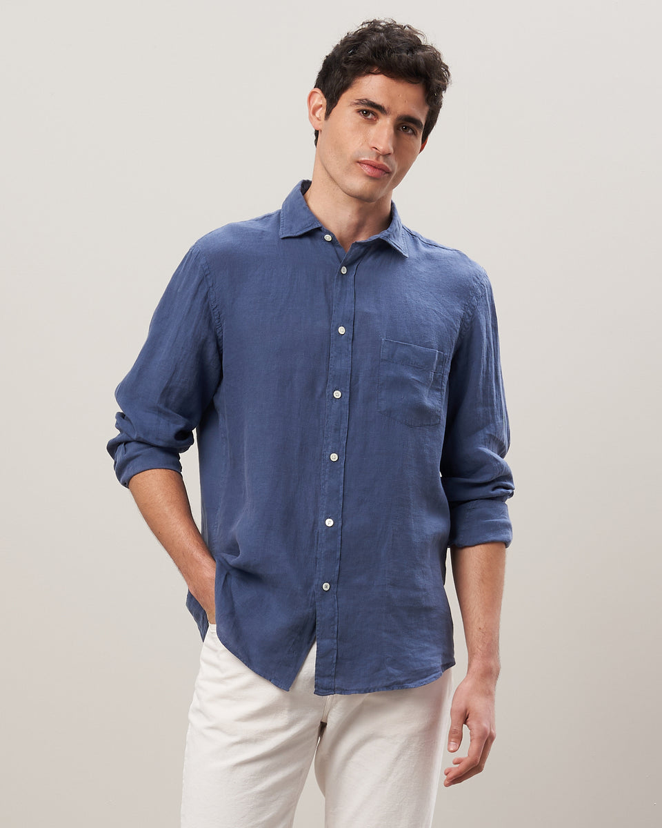 Paul Men's Cobalt Linen Shirt - Image principale