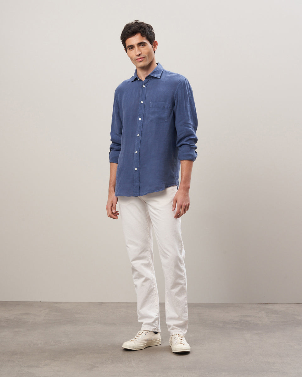 Paul Men's Cobalt Linen Shirt - Image alternative