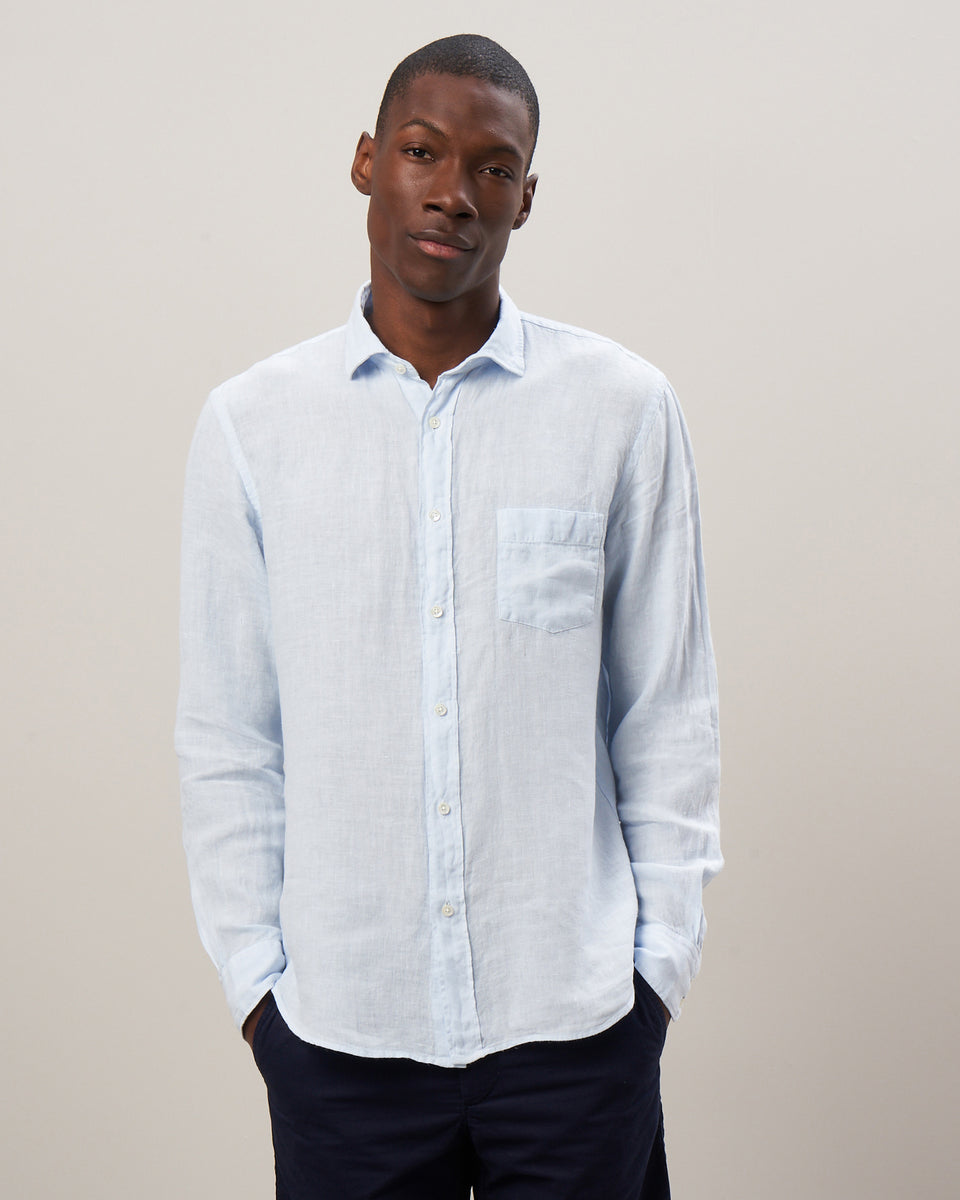Paul Men's Sky Blue Linen Shirt - Image principale