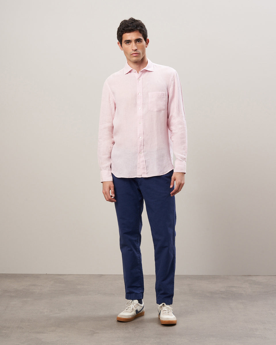 Paul Men's Faded Pink Linen Shirt - Image alternative
