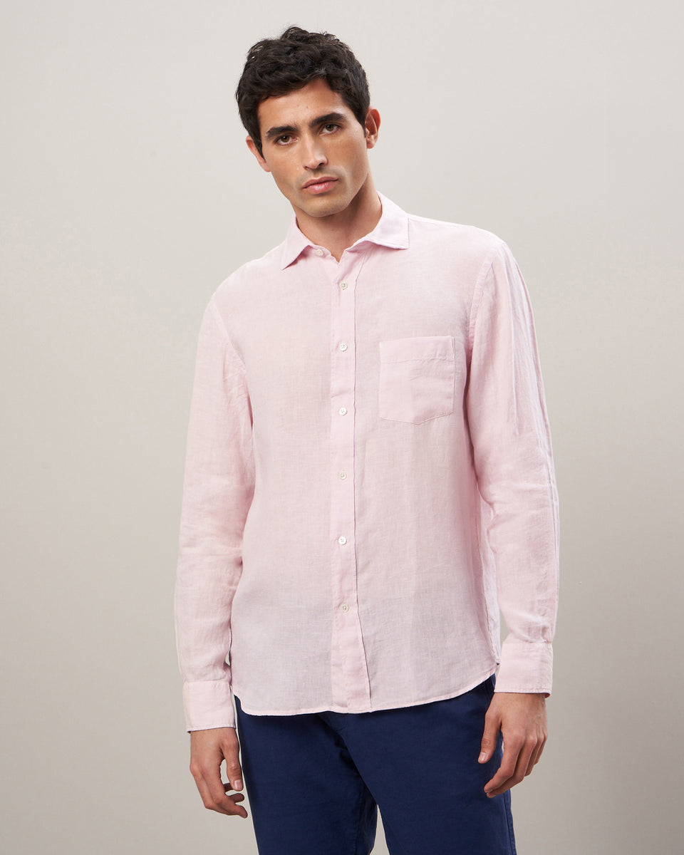 Paul Men's Faded Pink Linen Shirt - Image principale