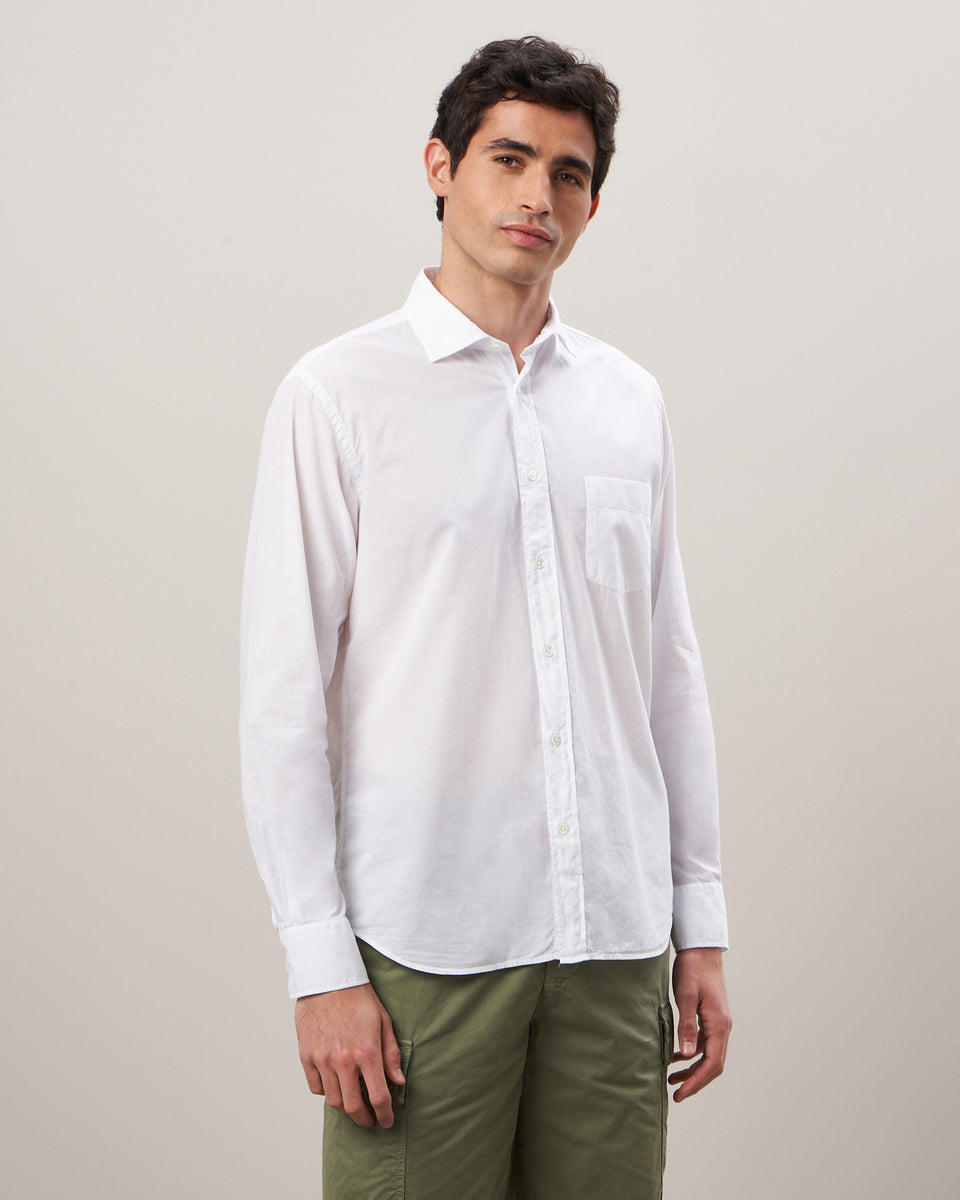 Paul Men's White Cotton Voile Shirt - Image principale