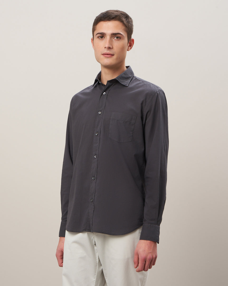 Paul Men's Charcoal Cotton Voile Shirt - Image principale