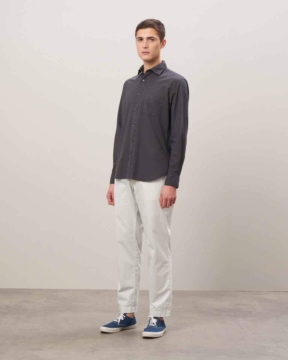 Paul Men's Charcoal Cotton Voile Shirt - Image alternative