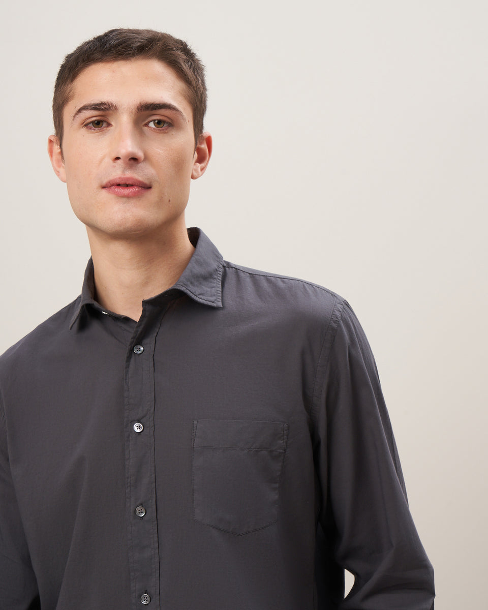 Paul Men's Charcoal Cotton Voile Shirt - Image 3