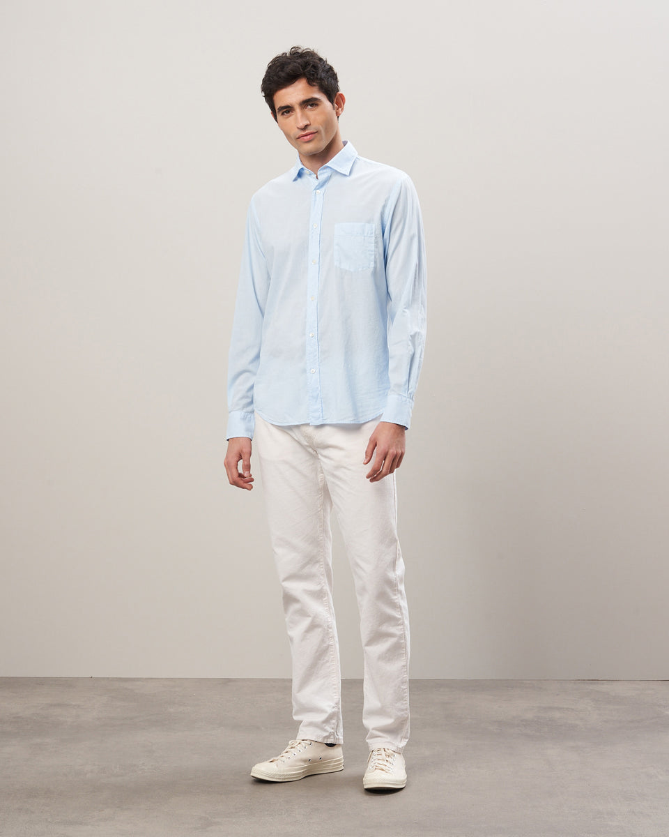 Paul Men's Sky Blue Cotton Voile Shirt - Image alternative