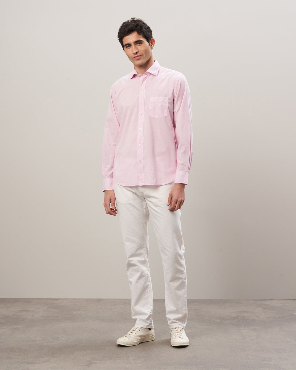 Paul Men's Faded Pink Cotton Voile Shirt - Image alternative
