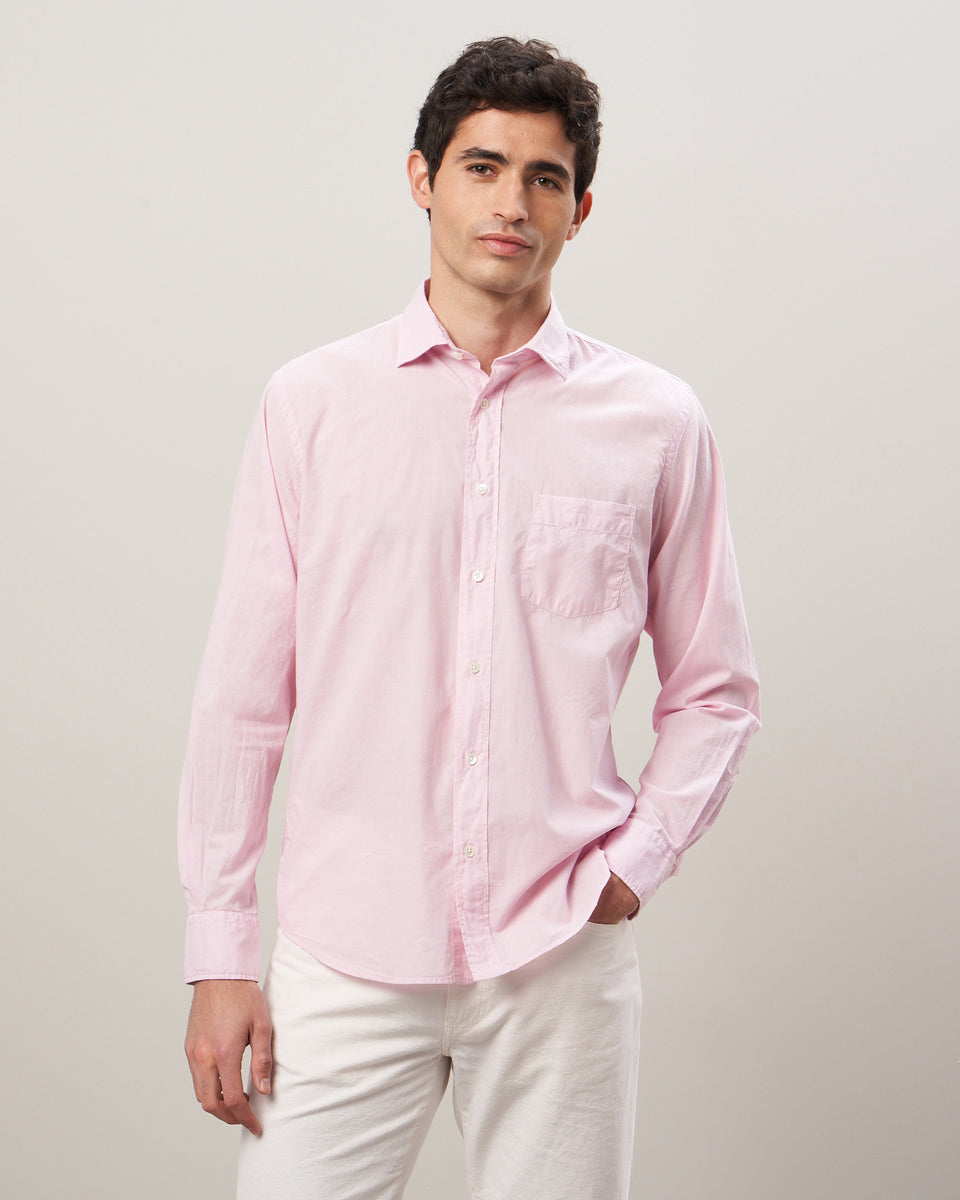 Paul Men's Faded Pink Cotton Voile Shirt - Image principale