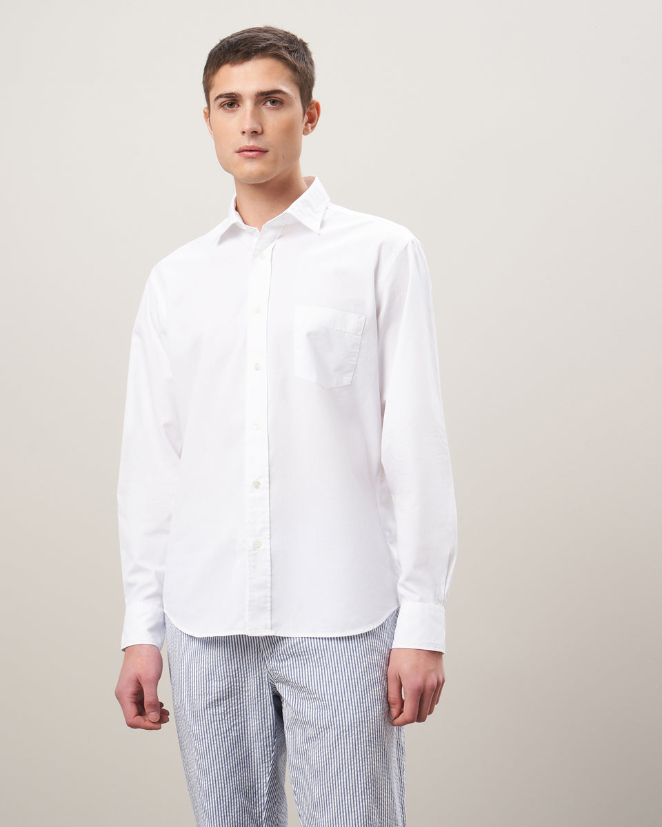 Paul Men's White Cotton Twill Shirt - Image principale