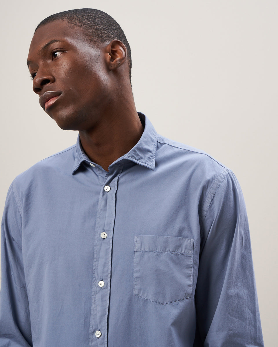 Camicia da uomo in gabardine di cotone blu reale Paul - Image 3