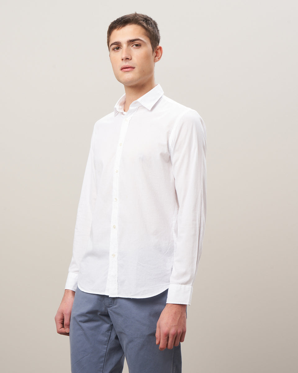 Sammy Men's White Cotton Voile Shirt - Image principale