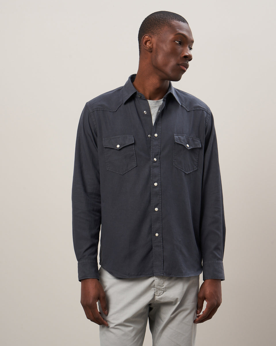 Phoenix Men's Charcoal Tencel-Cotton Twill Shirt - Image principale