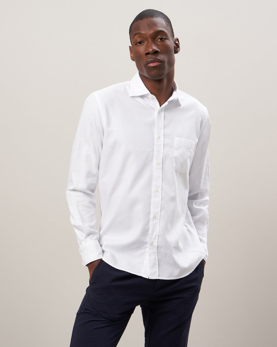 Paul Men's White Cotton Piqué Shirt - Image principale