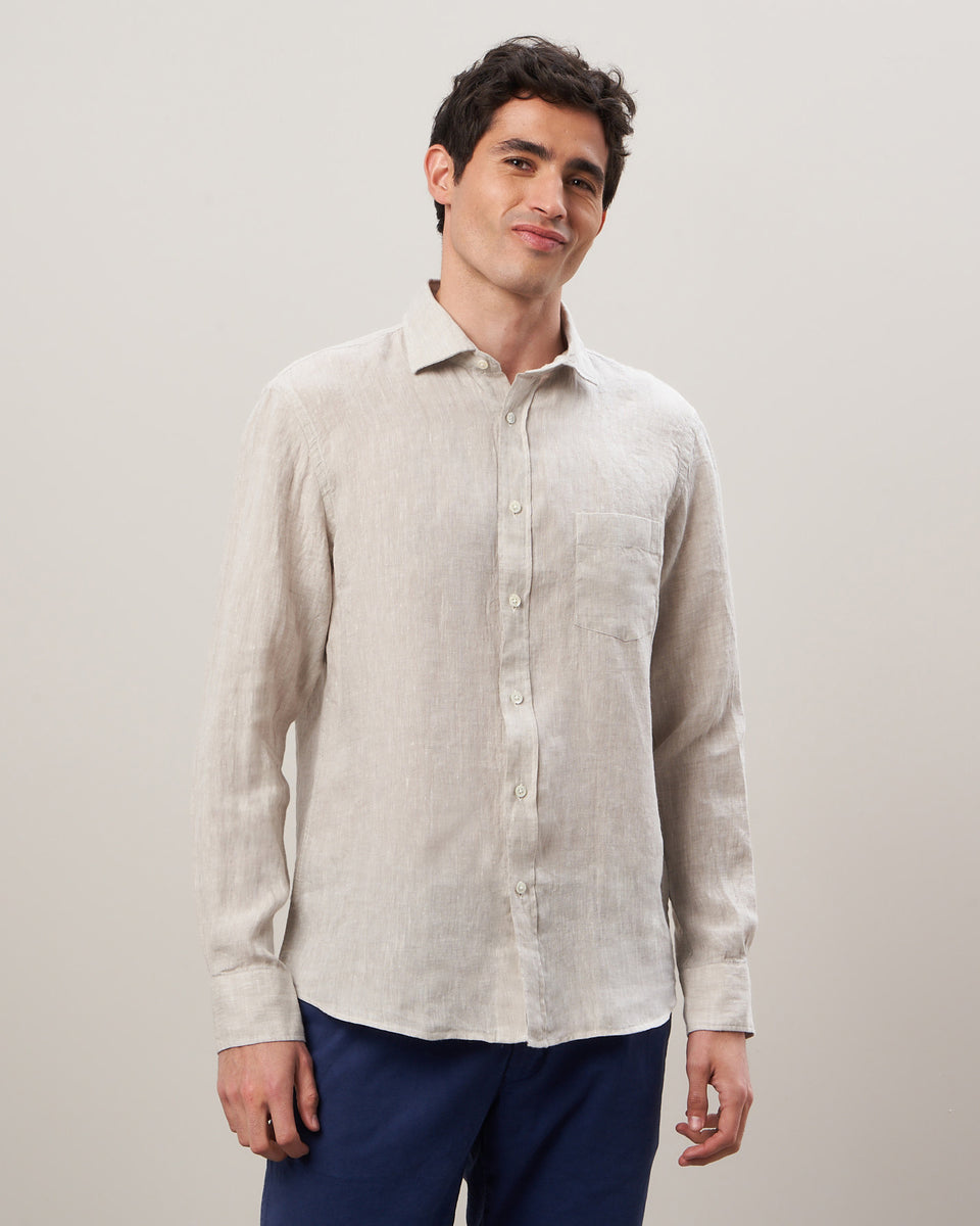 Paul Men's Sand Linen Shirt - Image principale