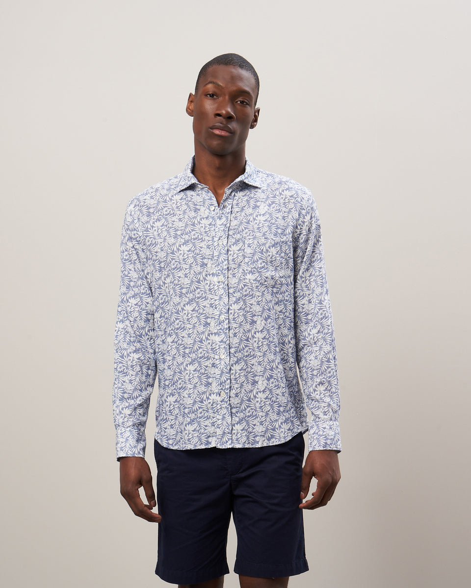 Paul Men's Blue Linen & Viscose Shirt - Image principale