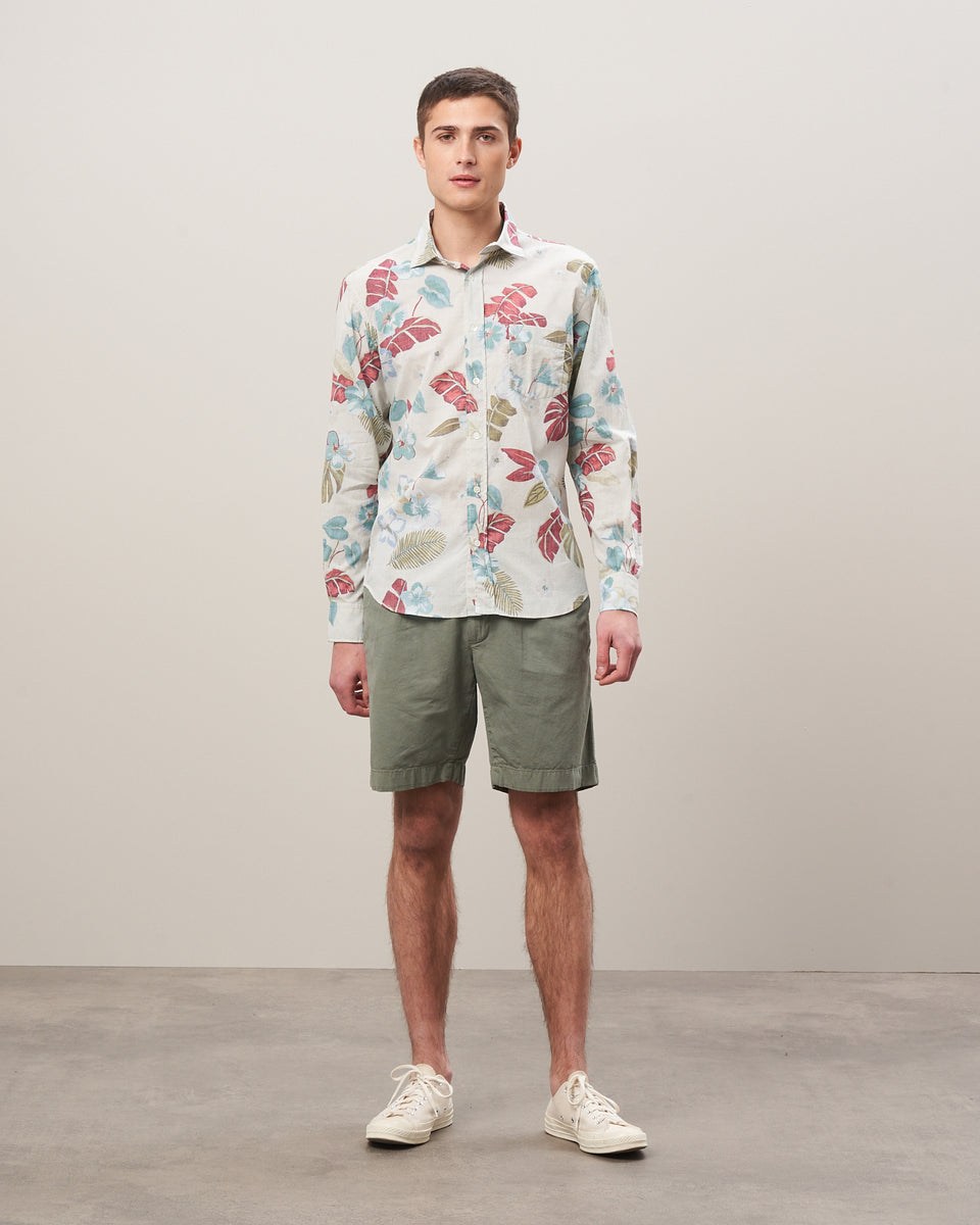 Paul Men's Sand Hawaii Print Cotton Shirt - Image alternative