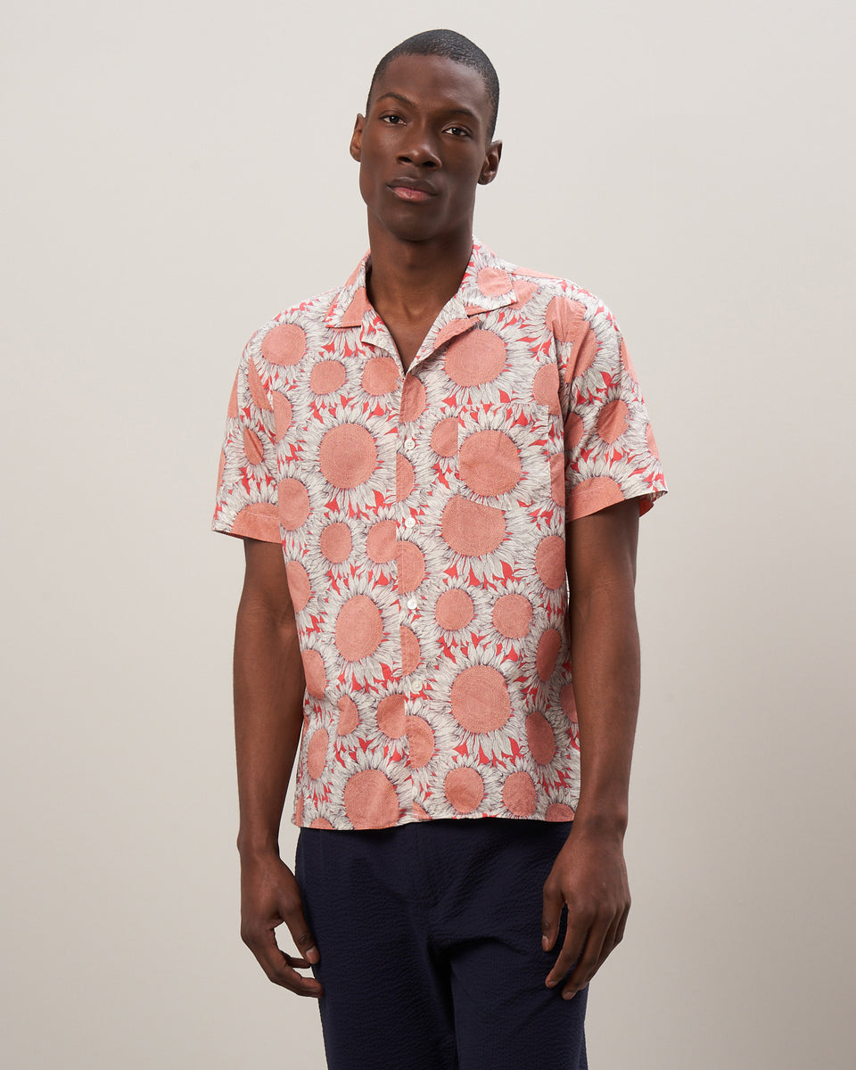 Palm Men's Coral Liberty Print Cotton Shirt - Image principale