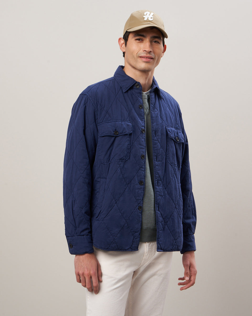 Peter Men's Shirt Navy Quilted Cotton Twill - Image principale