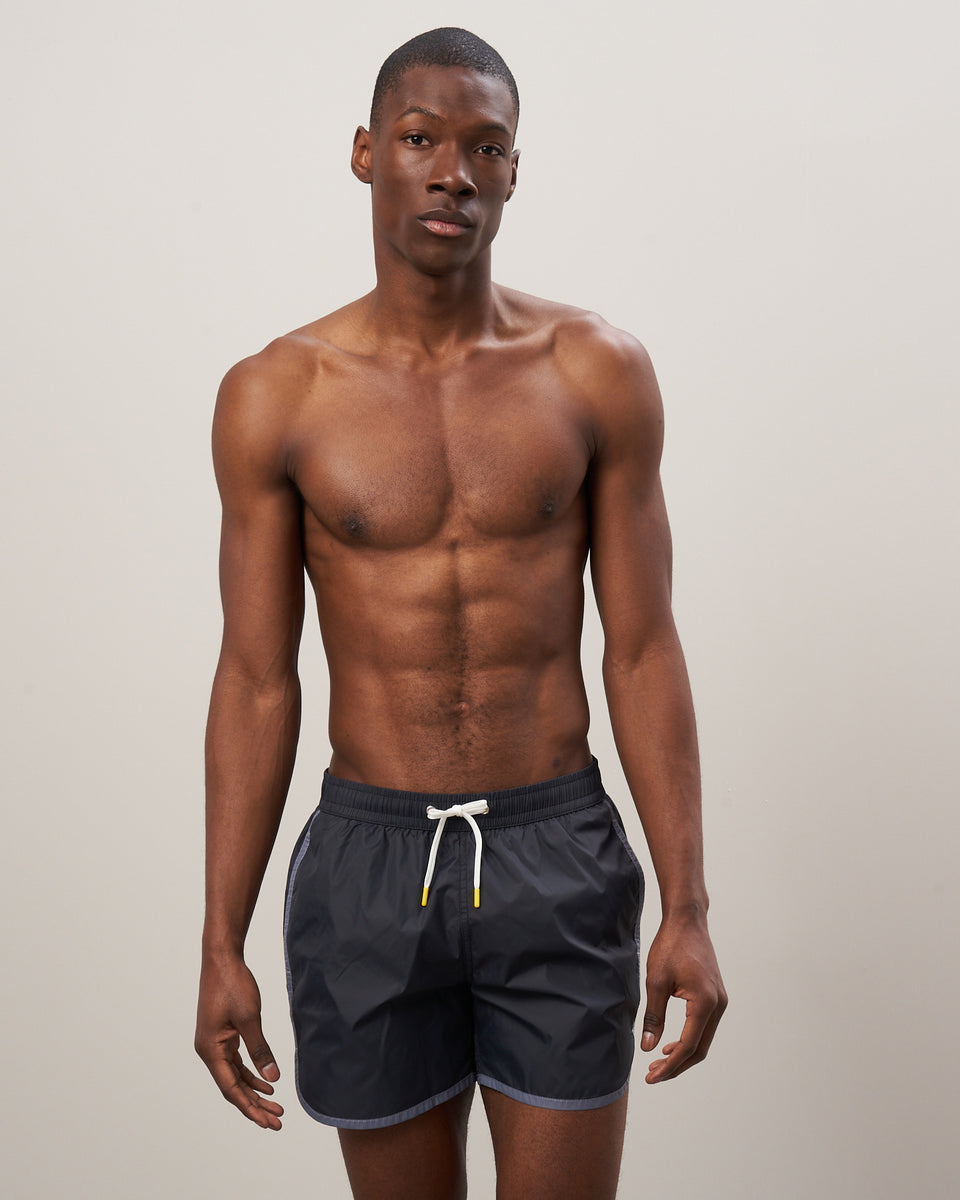 Men's Charcoal Lightweight Gym Boxer Swim Trunks - Image principale