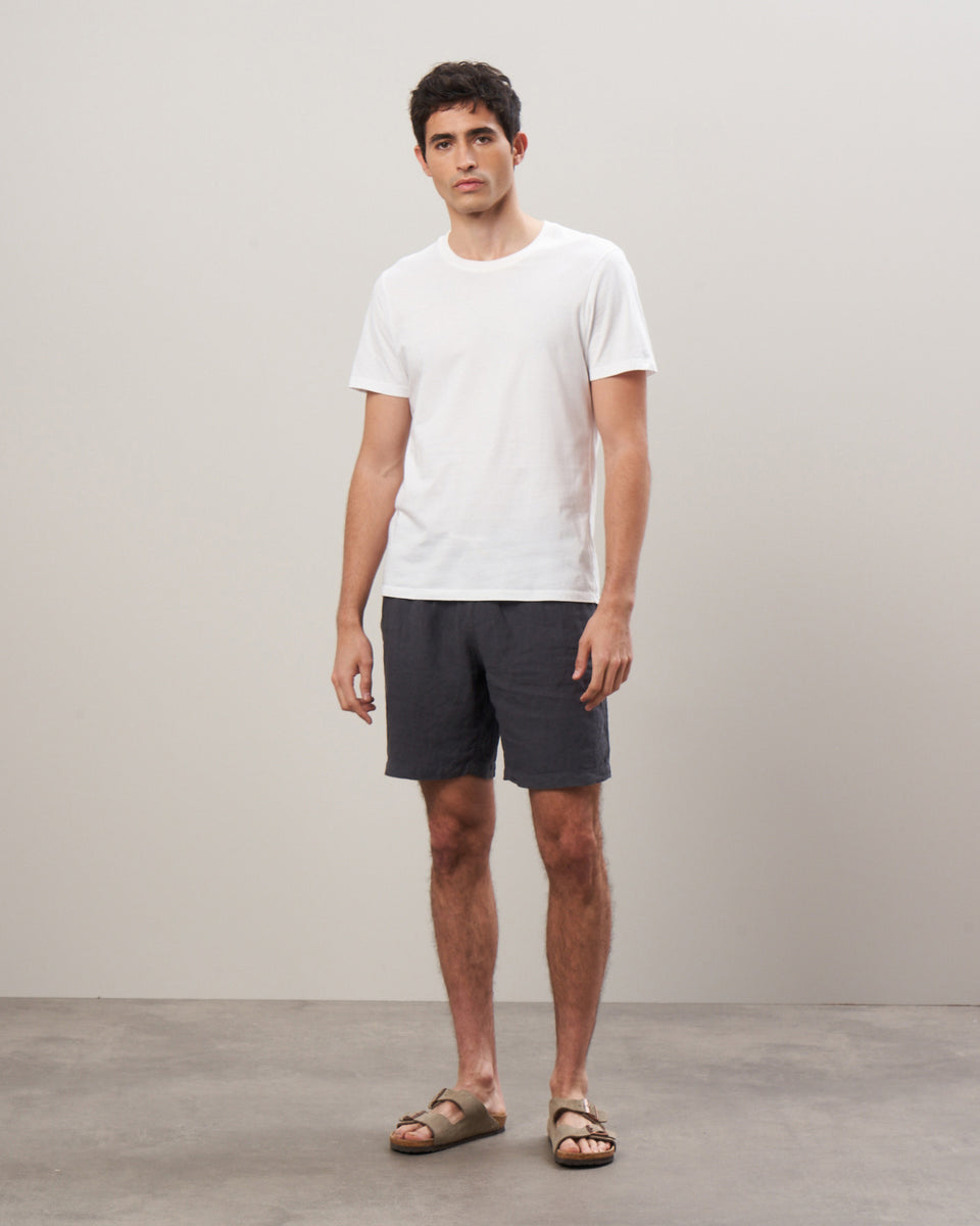 Men's Charcoal Linen Long Swim Trunks - Image alternative
