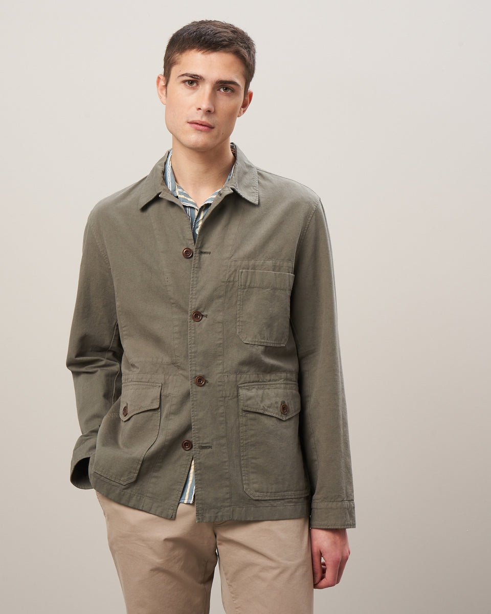 Dermot Men's Olive Green Cotton Jacket - Image principale