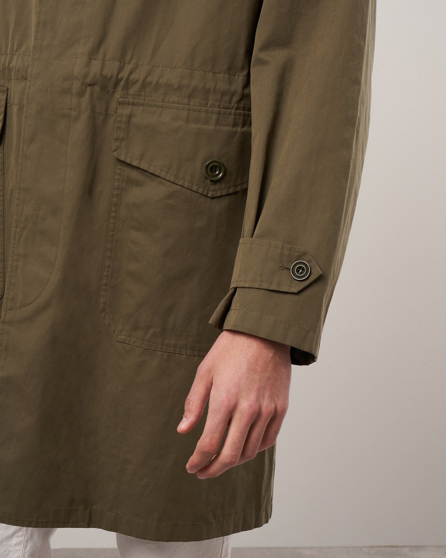 Manteau Homme en coton déperlant Vert militaire Cameron BB45120-02