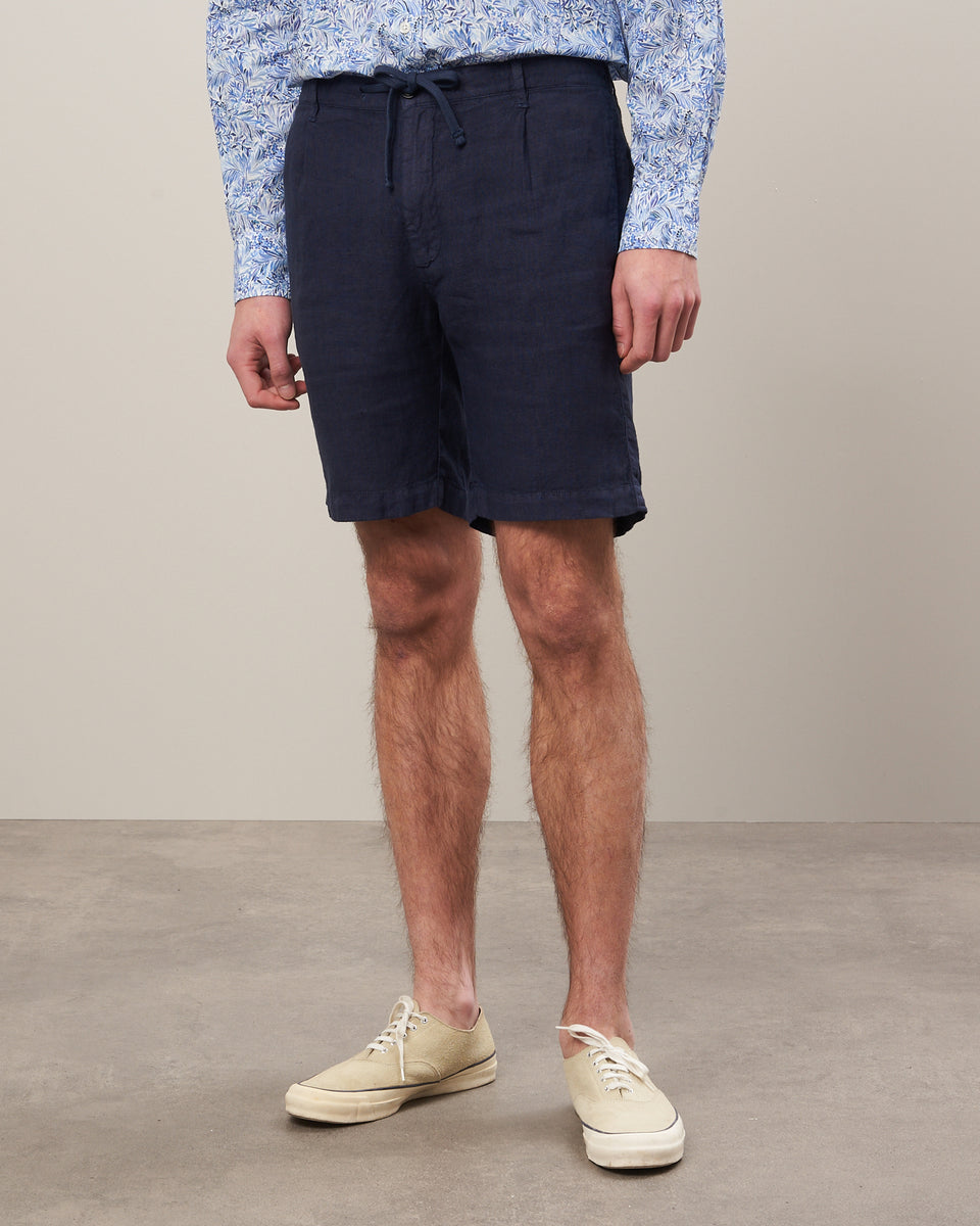 Tank Navy Men's Linen Shorts - Image alternative