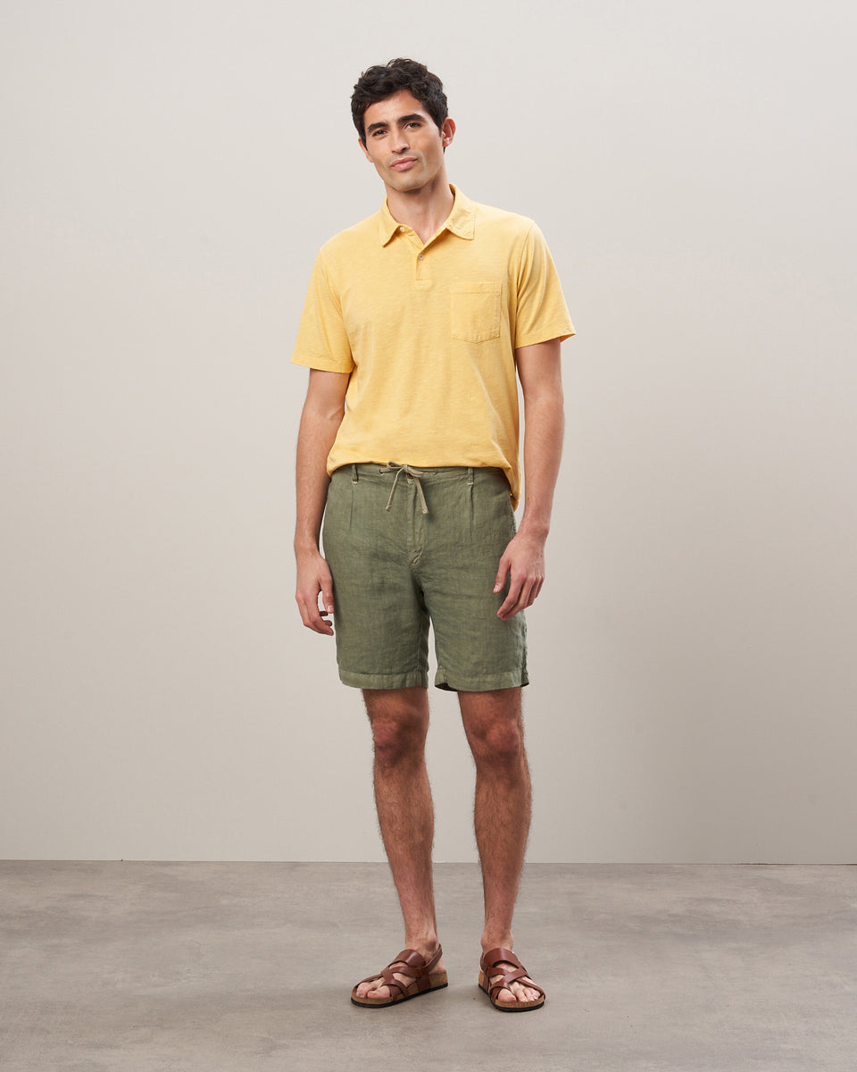 Tank Men's Army Green Linen Shorts - Image principale