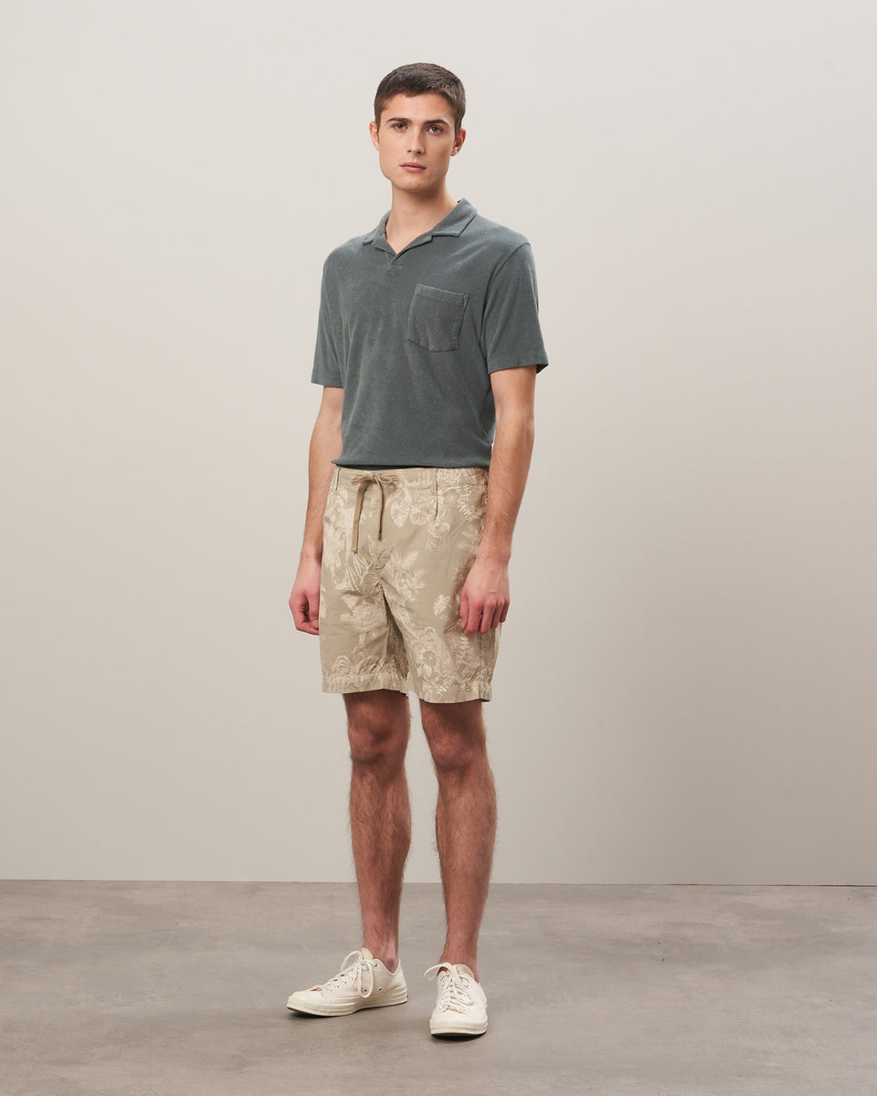 Short Homme en coton imprimé palmiers Beige Tank - Image principale
