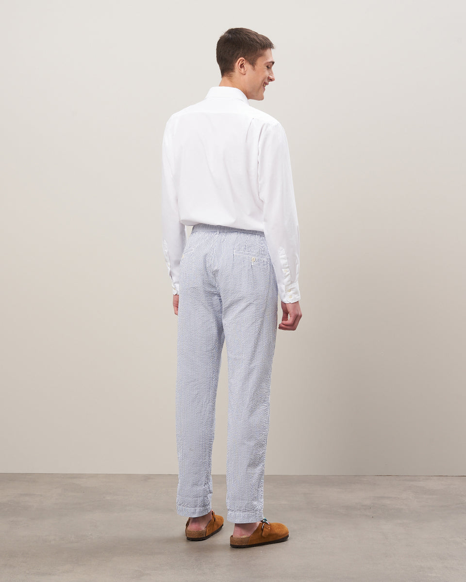 Pantalon Homme en seersucker Bleu & Blanc Tanker - Image alternative