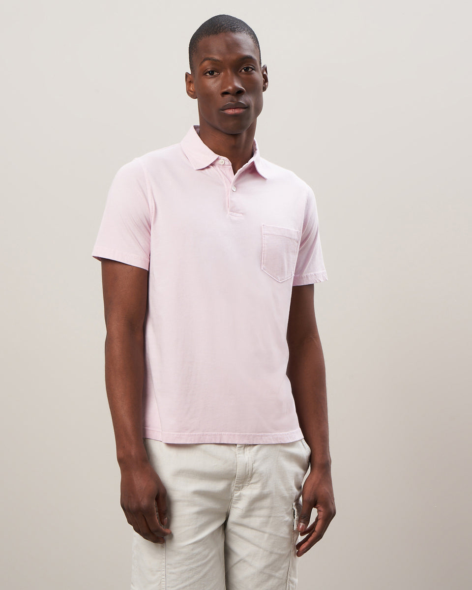 Men's Faded Pink Cotton Jersey Polo - Image principale