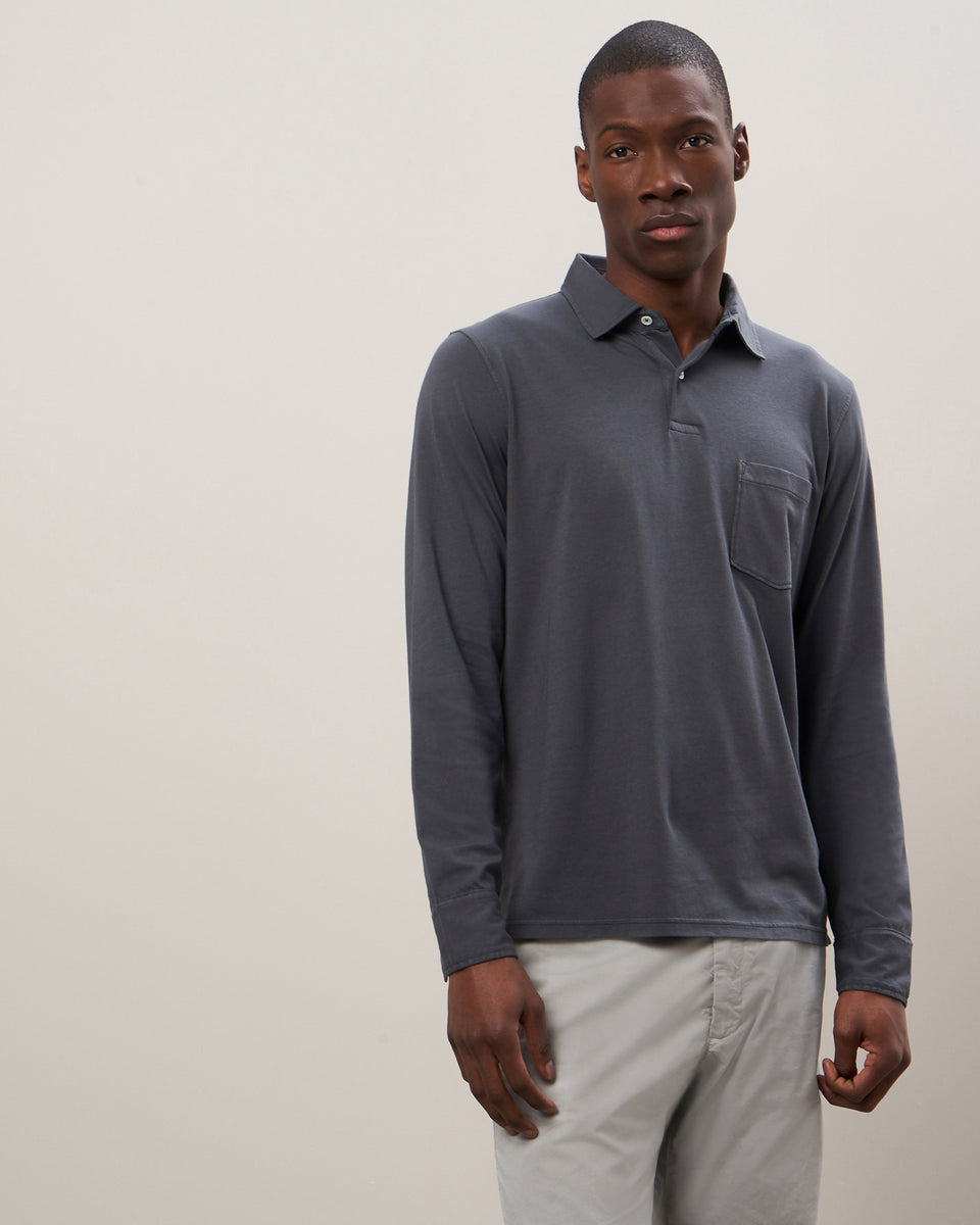Men's Graphite Cotton Jersey Poolo - Image principale