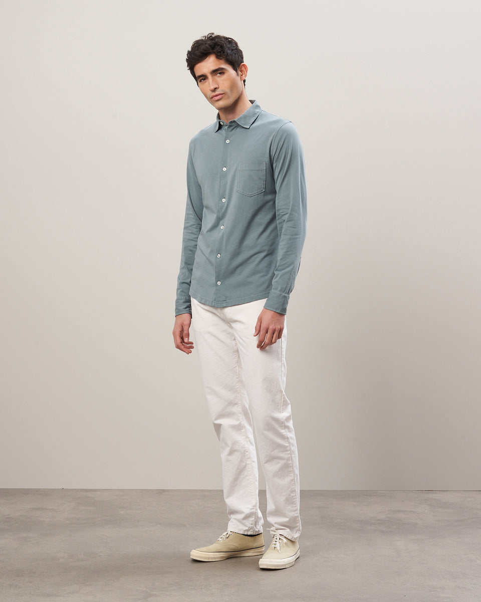 Men's Olive Green Cotton Jersey Shirt - Image alternative