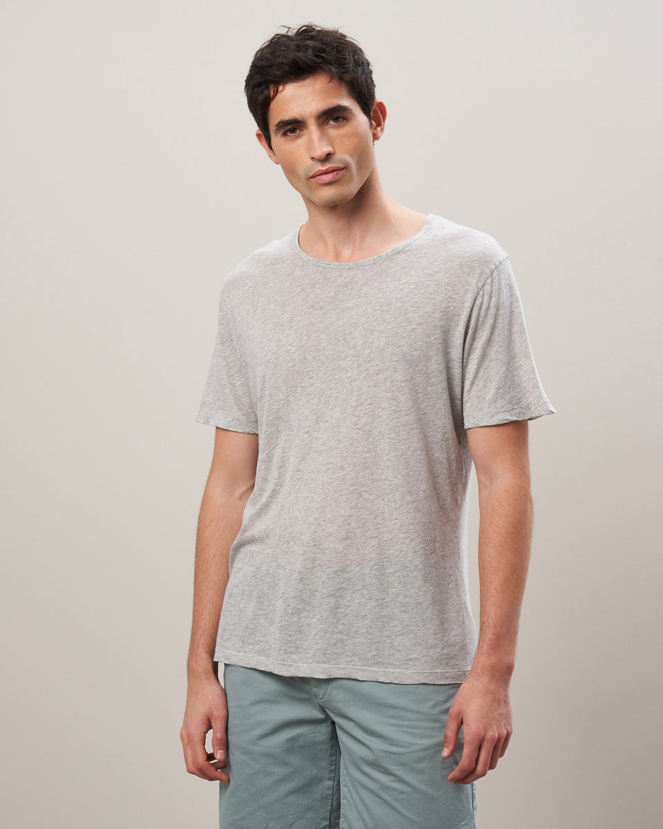 Men's Heather Grey Round-neck Light Jersey Tee Shirt - Image principale