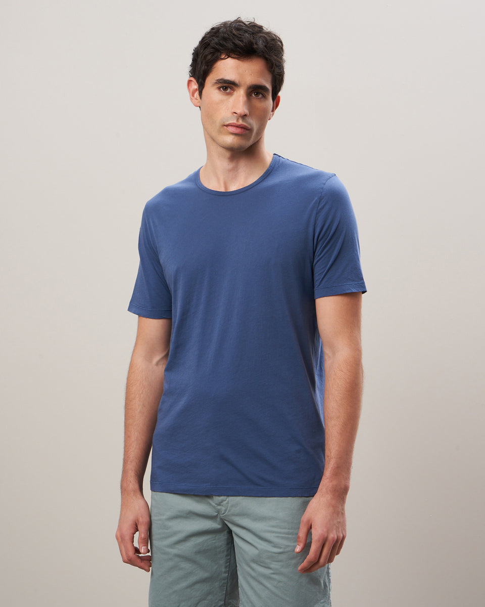 Men's Cobalt Round-neck Light Jersey Tee Shirt - Image principale