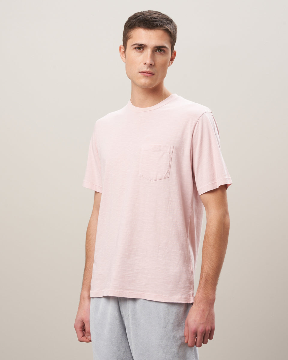 Men's Faded Pink Round-Neck Slub Jersey Tee Shirt - Image principale