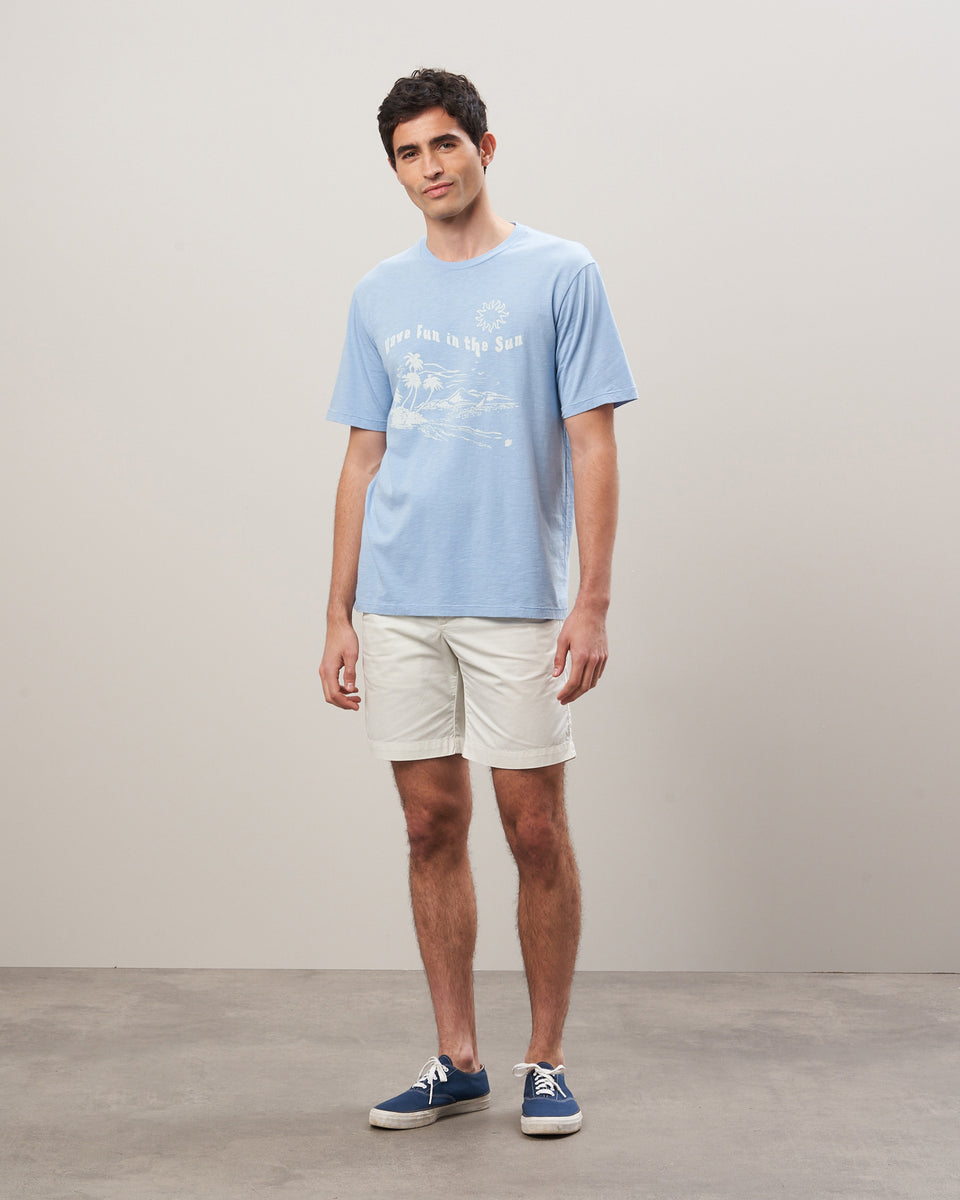 Men's Light Blue Cotton Slub Fun Sun Print Tee Shirt - Image alternative